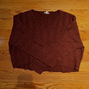 PacSun burgundy crop top sweater